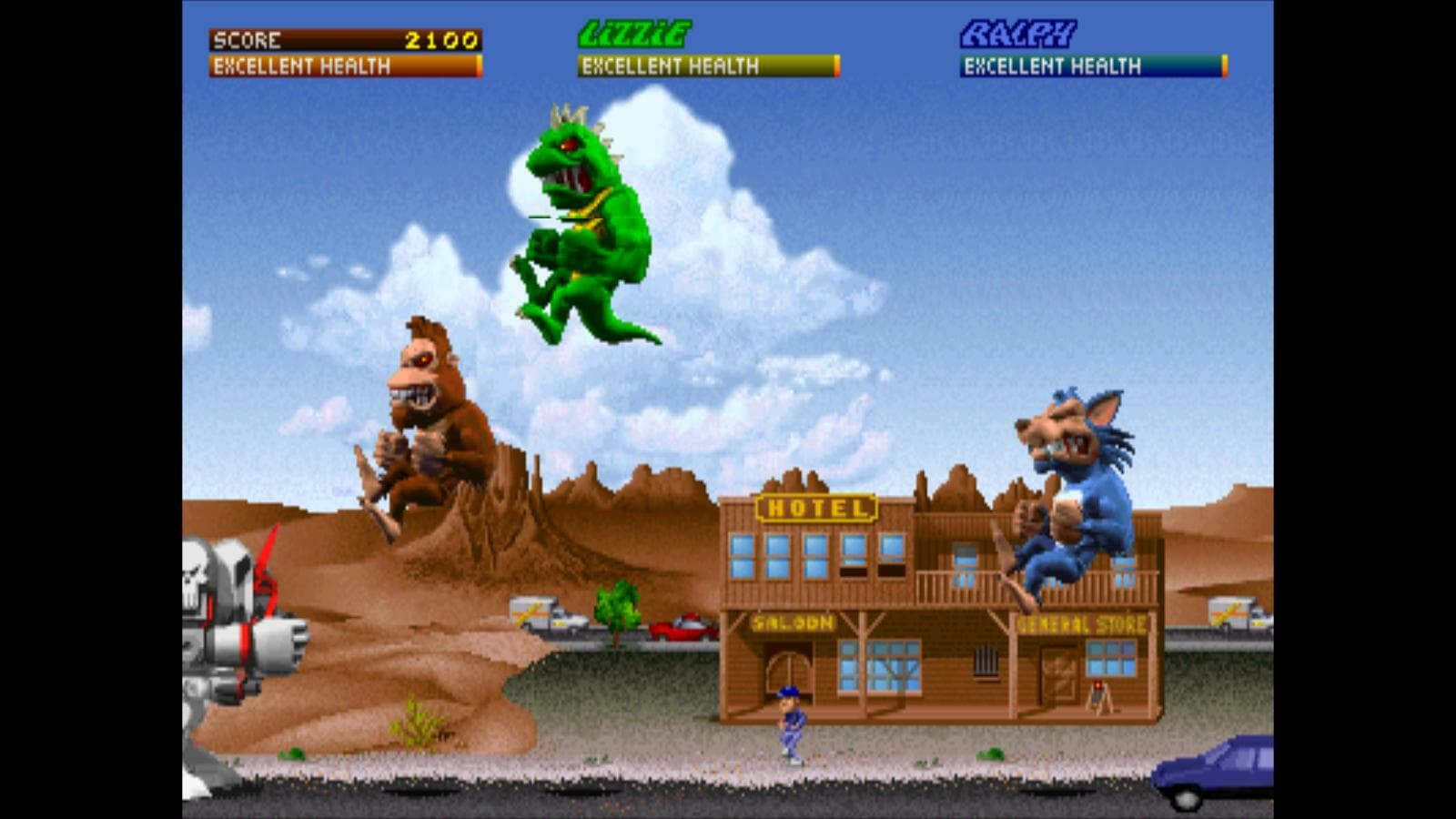 Rampage - World Tour ROM Gameplay Screenshot 1